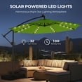thumbnail image 4 of Patbrela 10ft Offset Hanging Patio Umbrella with 32 LED Lights and Easy Tilt Adjustment, Market Outdoor Umbrella Shade for Backyard, Poolside, Beach and Garden, Green, 4 of 8