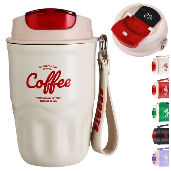Coffee Vacuum Flask, 1 Count Portable Coffee Cup with Lid & Handle, Stainless Steel Insulated Water Bottle,for Outdoor Camping, Home Office, 12 Oz Insulated Water Bottle for Hot Cold Beverages