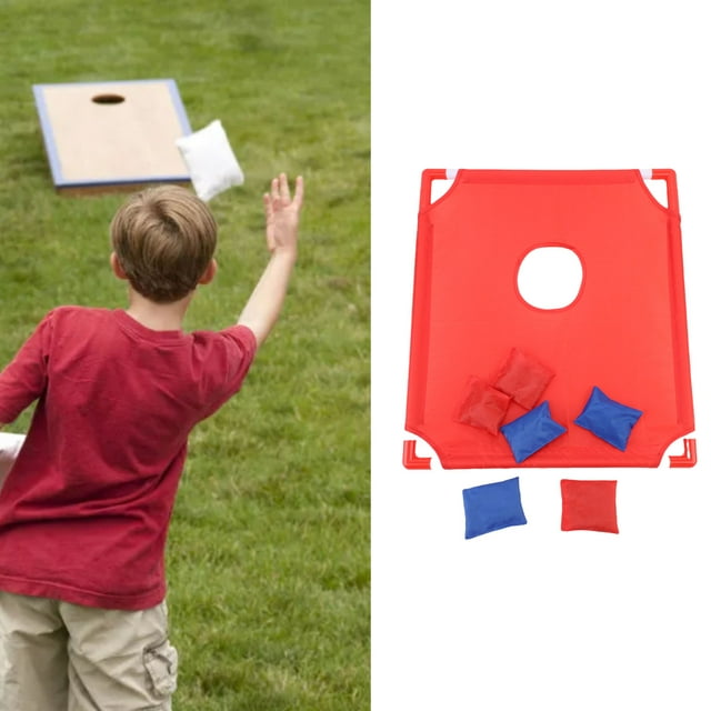 Portable Cornhole Set, Safe Exercise Hand Strength Portable Plastic Portable Cornhole Set with Carrying Bag for Kid Adults for Travel Blue,Red