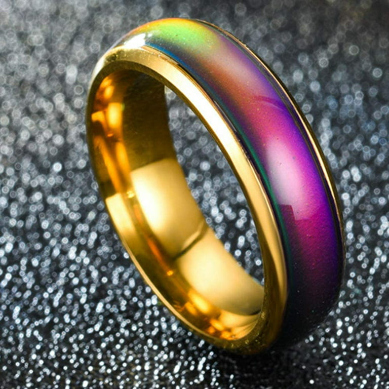 Unisex Stainless Steel Ring Wide 8mm Gradual Color Changing Mood Rings  Feeling/Emotion Couple Temperature Ring Jewelry