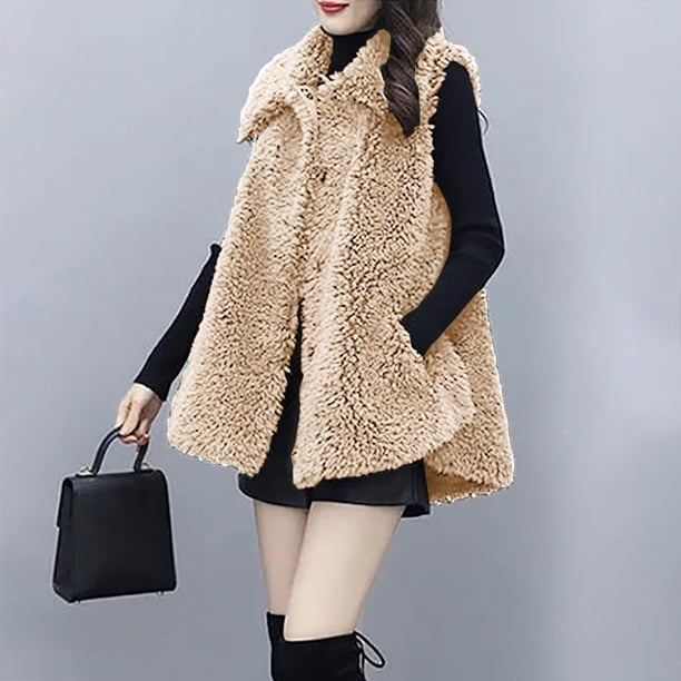 Chaqueta y abrigo informal de manga larga sin capucha para mujer, de invierno, con solapa, color liso, con botones y manga larga