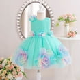 thumbnail image 6 of THDHVS Flower Girl Dress,Colorful Floral Mesh Tulle Tutu Gown Princess Style Ideal for Girls Bridesmaid Wedding Evening Party,Girls Party Dress Green 4-5 Years, 6 of 9