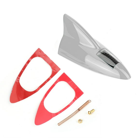 MAYUJIAA 12LED Car Solar Energy Flashing Light Shark Fin Warning Lamp Auto AccessorySilver QM321-9923