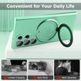 thumbnail image 4 of Compatible with Samsung Galaxy S22 Ultra Case with Magnetic Ring Holder [Compatible with Magsafe & Camera Lens Protector] Soft TPU Shockproof Kickstand Phone Case for Galaxy S22 Ultra Green, 4 of 12