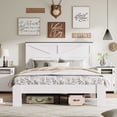 thumbnail image 1 of Noble House Queen Wood Platform Bed Frame,Barn Door Design Headboard & Footboard with Metal Slats Support,White, 1 of 5
