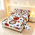 thumbnail image 2 of Erosebridal Transitional Ladybug King Sheets,Snowflakes Bedding,Green Red,4pcs,1 Flat Sheet,1 Fitted Sheet and 2 Pillowcases, 2 of 6
