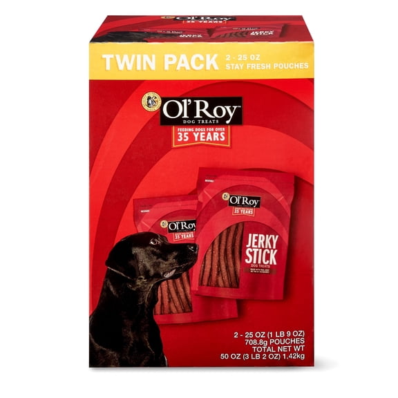 Ol' Roy Jerky Stick Dog Treats with Real Beef Twin Pack, 25 Oz. (2 Count)