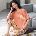 thumbnail image 5 of Conjuntos de pijama de verano para mujer, ropa de dormir con estampado de dibujos animados, manga corta y pantalones, traje de 2 piezas, ropa de estar por casa informal, ropa de casa para mujer, 5 of 5