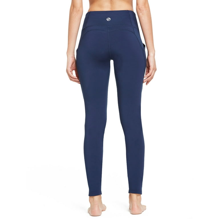 Women s Fleece Lined Leggings Winter Thick Warm Thermal High Waisted Pocketed Pants Navy Blue XXL
