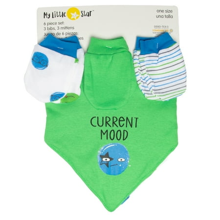 - My Little Star (6 Piece) Baby Girl & Boy Bibs & Mittens Set Cotton Baby Clothes Unisex Infant Clothing