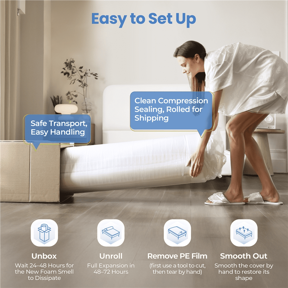 Fullfurnique Gel-Infused Memory Foam Mattress, 10 Inch Full Size, White