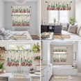 thumbnail image 6 of Spring Pink Roses Kitchen Curtains Sets for Windows 36 Inch Length, Pastoral Eucalyptus Leaves Rustic Burlap Rod Pocket Window Treatments Tier Curtains and Valances Set for Bedroom/Bathroom, 6 of 8