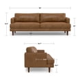 thumbnail image 6 of Livingston 90 inch Wide Mid-Century Modern Sofa in Caramel Brown Top Grain Genuine Leather, 6 of 11
