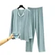 thumbnail image 5 of Conjunto de pijama fino holgado de talla grande para mujer, Top informal adelgazante versátil de estilo coreano, Modal de manga larga para primavera y otoño, 5 of 5