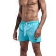 thumbnail image 2 of TSADFHJI Mens Swim Trunks 9 Inch Inseam Mens Solid Color Three Part Beach Pants Straight Tube Loose Sports Shorts Xl Blue, 2 of 9