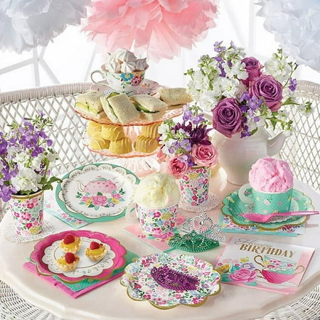 Creative Converting Floral Tea Party Dessert Plates, 8 Count