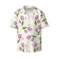 thumbnail image 3 of Goofa Tulips Flowers Printed Men's Casual Short-sleeved Shirt,Lightweight Breathable Button-down,Summer Casual men's top,Versatile Fashion shirt-X-Large, 3 of 7