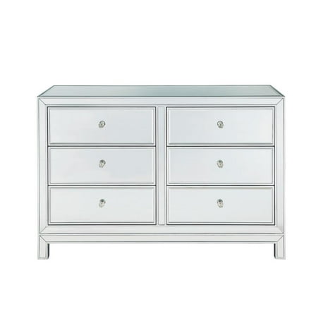 Elegant Decor Dresser 6 drawers 48in. W x 18in. Din. x 32in. H in antique silver paint