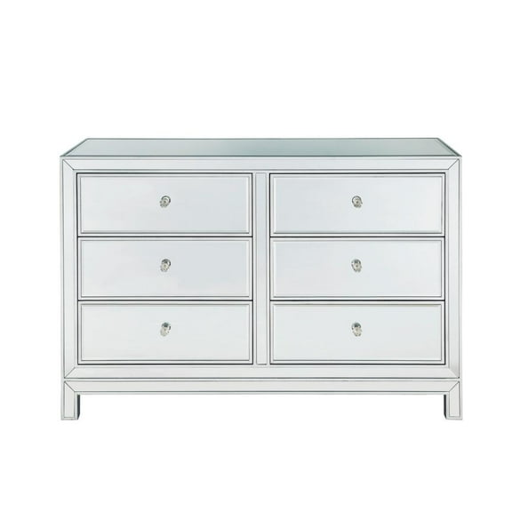 Elegant Decor Dresser 6 drawers 48in. W x 18in. Din. x 32in. H in antique silver paint