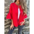thumbnail image 4 of Chaqueta de Traje Informal Elegante con Abertura Frontal, Acampanada y Mangas 3/4 para Mujer. Rojo S, 4 of 7