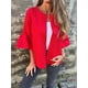 thumbnail image 4 of Chaqueta de Traje Informal Elegante con Abertura Frontal, Acampanada y Mangas 3/4 para Mujer. Rojo S, 4 of 7