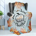 thumbnail image 4 of Saying Soft Flannel Fleece Throw Blanket, Eat Drink Be Thankful Words for Thanksgiving Fall Leaves, Cozy Plush for Indoor and Outdoor Use, 60" x 80", Dark Orange Sky Blue, by Ambesonne, 4 of 5