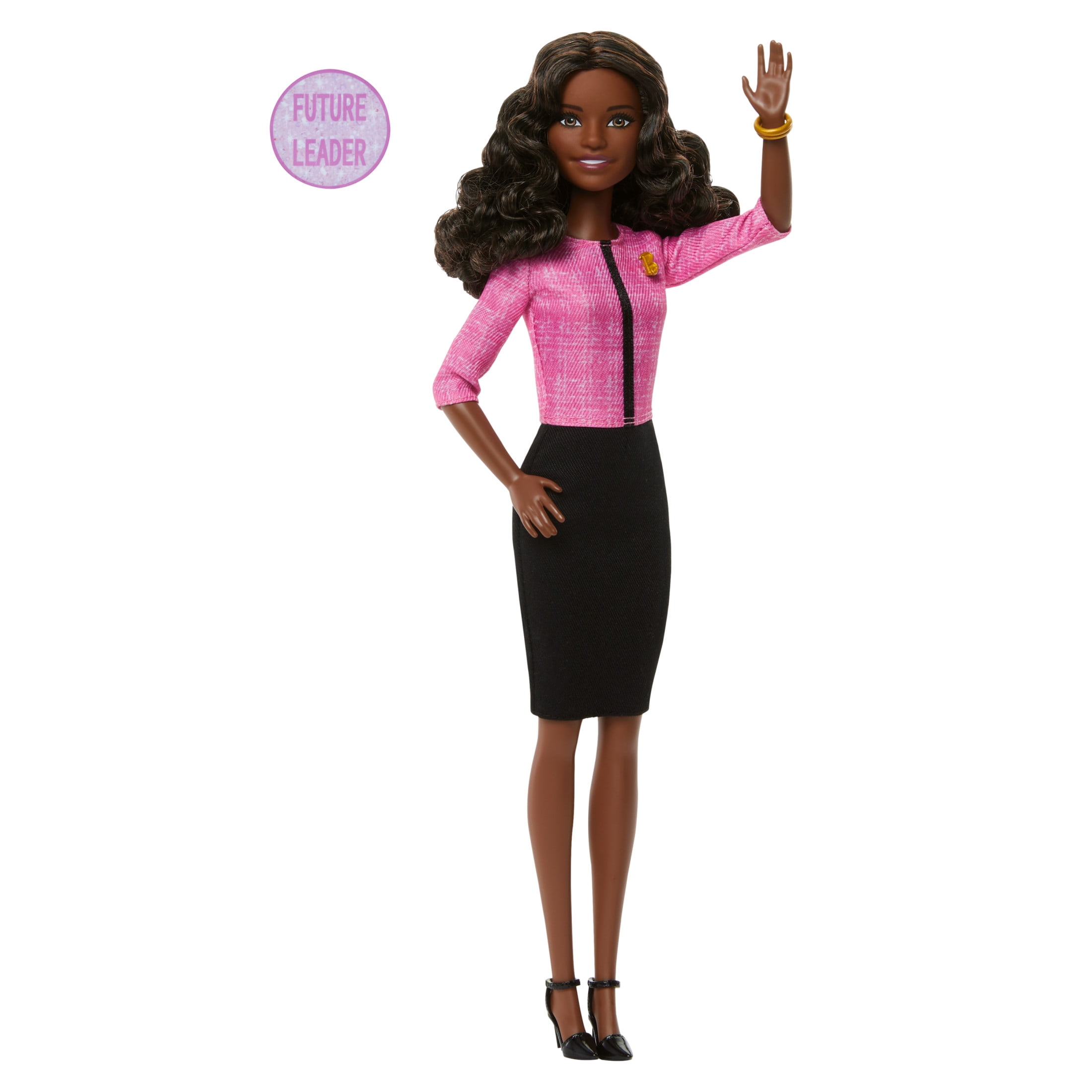 Barbie Future Leader Doll with Dark Brown Hair, 2 Golden Bracelets & Pin, Includes Sticker  (图3) Barbie Future Leader Doll with Dark Brown Hair, 2 Golden Bracelets & Pin, Includes Sticker  (图3)