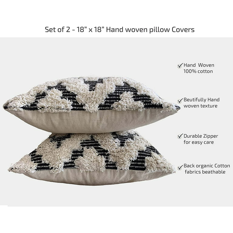 Nature4u Set of 2 Boho Throw Pillow Covers for Couch , 100% Cotton