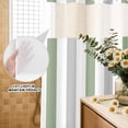 thumbnail image 3 of No Hook Shower Curtain, Sage Green Grey Stripe Shower Curtains for Bathroom with See Through Top Window, Modern Farmhouse Vertical Striped Waterproof & Washable Bath Curtain 66"x72", 3 of 9