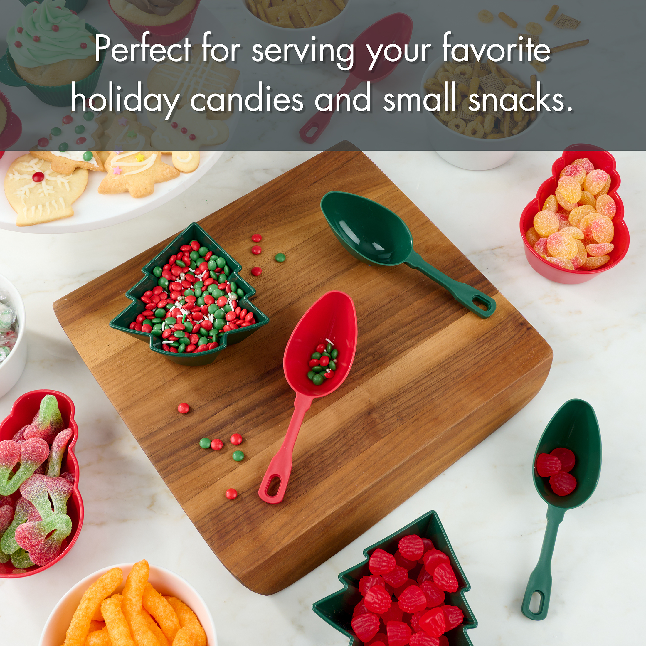 Holiday Time 4 Piece Mini Candy Shovel Scoop Set, Red and Green