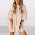 thumbnail image 5 of Lumtrix Womens Lounge Sets Shorts 2 Piece Matching Oversized T Shirt Biker Short Summer Outfits 2026 Casual Sweatsuits Spring Clothes Beige 2XL, 5 of 5