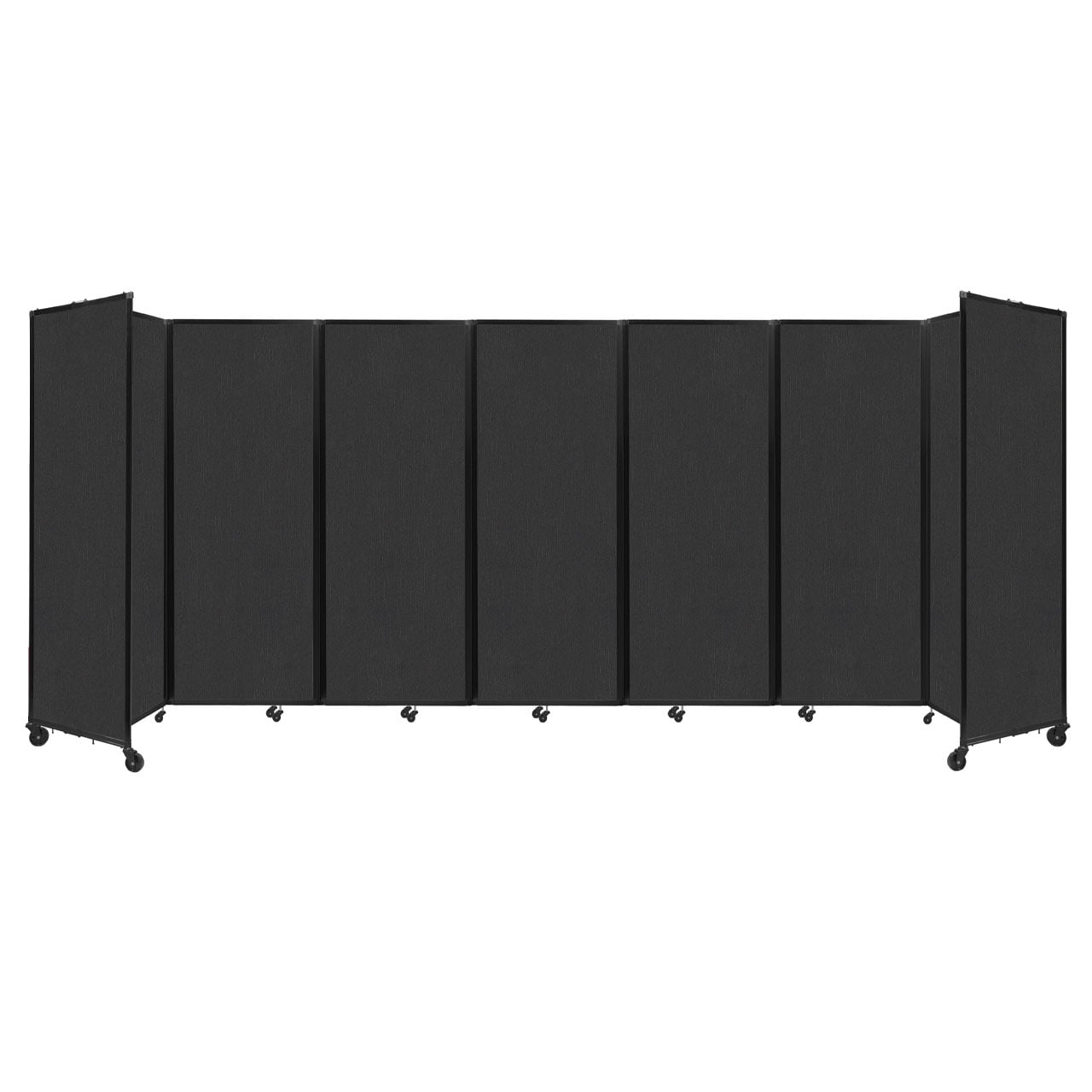"Versare Room Divider 360 Portable Wall Partition 7 Panels Wide 19'6" x 7'6" Black Fabric