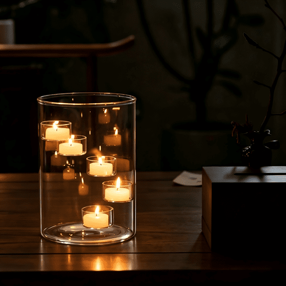 European Clear Cylindrical Candle Holder - Romantic Candlelight Dinner Decor Ornament, Acrylic Table Centerpiece Decor for Halloween, Christmas