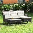 thumbnail image 2 of Gymax 3PCS Patio Rattan Sectional Conversation Furniture Set w/ Off White Cushions, 2 of 7