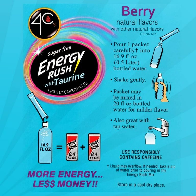 Energy Rush Sugar Free Drink Mix with Taurine Variety Pack, Assorted, 0.28 oz Packet, 40/Carton, Ships in 1-3 Business Days Energy Rush Sugar Free Drink Mix with Taurine Variety Pack, Assorted, 0.28 oz Packet, 40/Carton, Ships in 1-3 Business Days