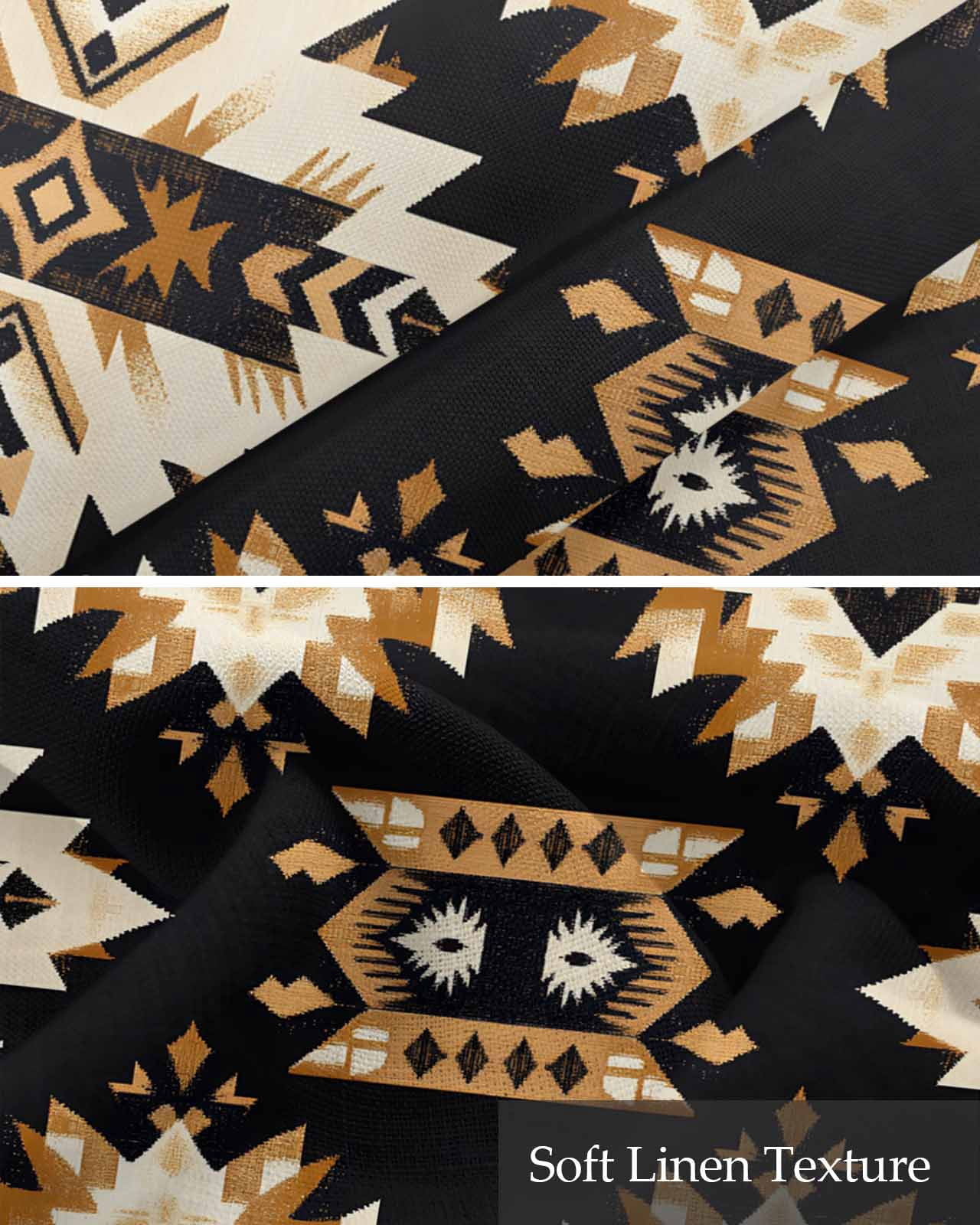 Southwestern Aztec Kitchen Valances for Windows Farmhouse Linen Window Valance Curtain for Living Room Window Treatment Retro National Style Brown Abstract Valance Rod Pocket Topper, 60 x 18 Inch