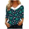 thumbnail image 2 of Lroveb Christmas Shirts for Women Holiday Tops Long Sleeve Faux V Neck T Shirt Xmas Tree Snowflakes Graphic Top Loose Blouse Graphic T Shirts, 2 of 4