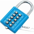 thumbnail image 1 of Stainless Steel Padlock with 10 Digit Combination Password Lock，Keyless for Sports Field and Locker Room (Blue), 1 of 5
