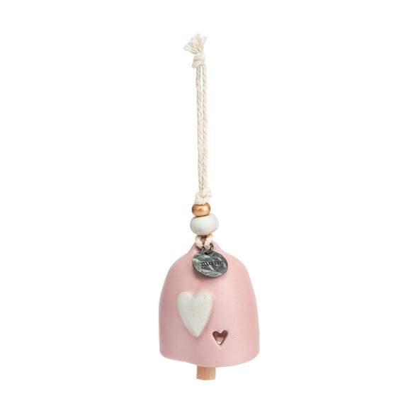 Demdaco Mom Pink 2.5 inch Ceramic Stoneware and Wood Mini Inspired Bell