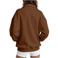 thumbnail image 5 of Axiiglly Hoodies for Women, Full Zip Up Lapel Long Sleeve Jacket with Pockets, Solid Brown Athletic Sweatshirts S-2XL, L, 5 of 8