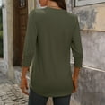 thumbnail image 3 of Bbyeadc Women's Blouses Dressy Casual 3/4 Length Sleeve Button Trim Tops V Neck Solid Color Tee Trendy Spring Pullover,Army Green(XL), 3 of 7
