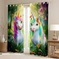 thumbnail image 2 of Castle Fairy Kids Teens Adults Kawaii Unicorn Black Out Curtains,Cartoon Animal Curtains Pack of 2 (42x63 Each),Chic Floral Butterflies Bedroom Curtains,Ultra Soft Home Decor, 2 of 6