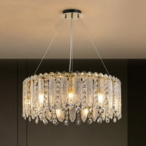 HOOMEDELIER 23.6" Modern Crystal Chandelier for Dining Room Round Pendant Light Fixture Over Table