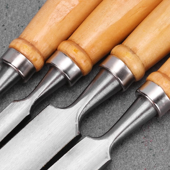 Homoyoyo 1Set Carpenter Tool Wood Carving Chisel Cutter Set with Iron Ring Handle Protection