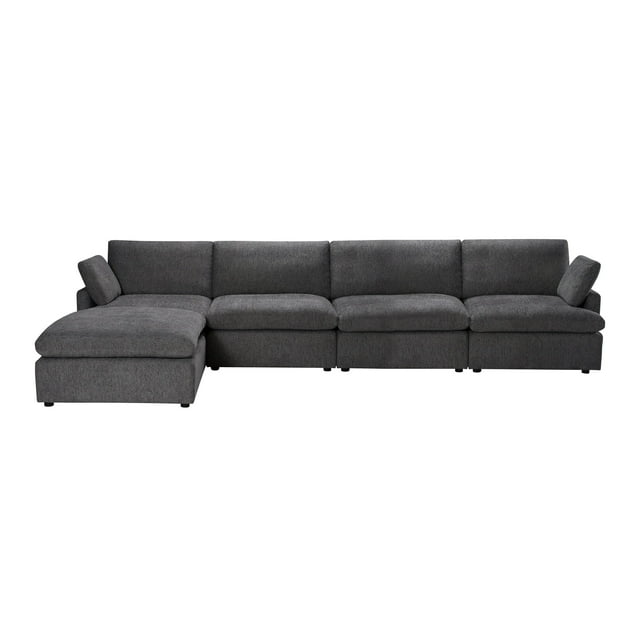 Urban Cali Grand Canapé Sectionnel Modulaire Long Beach avec Ottoman (Gris Bleu)