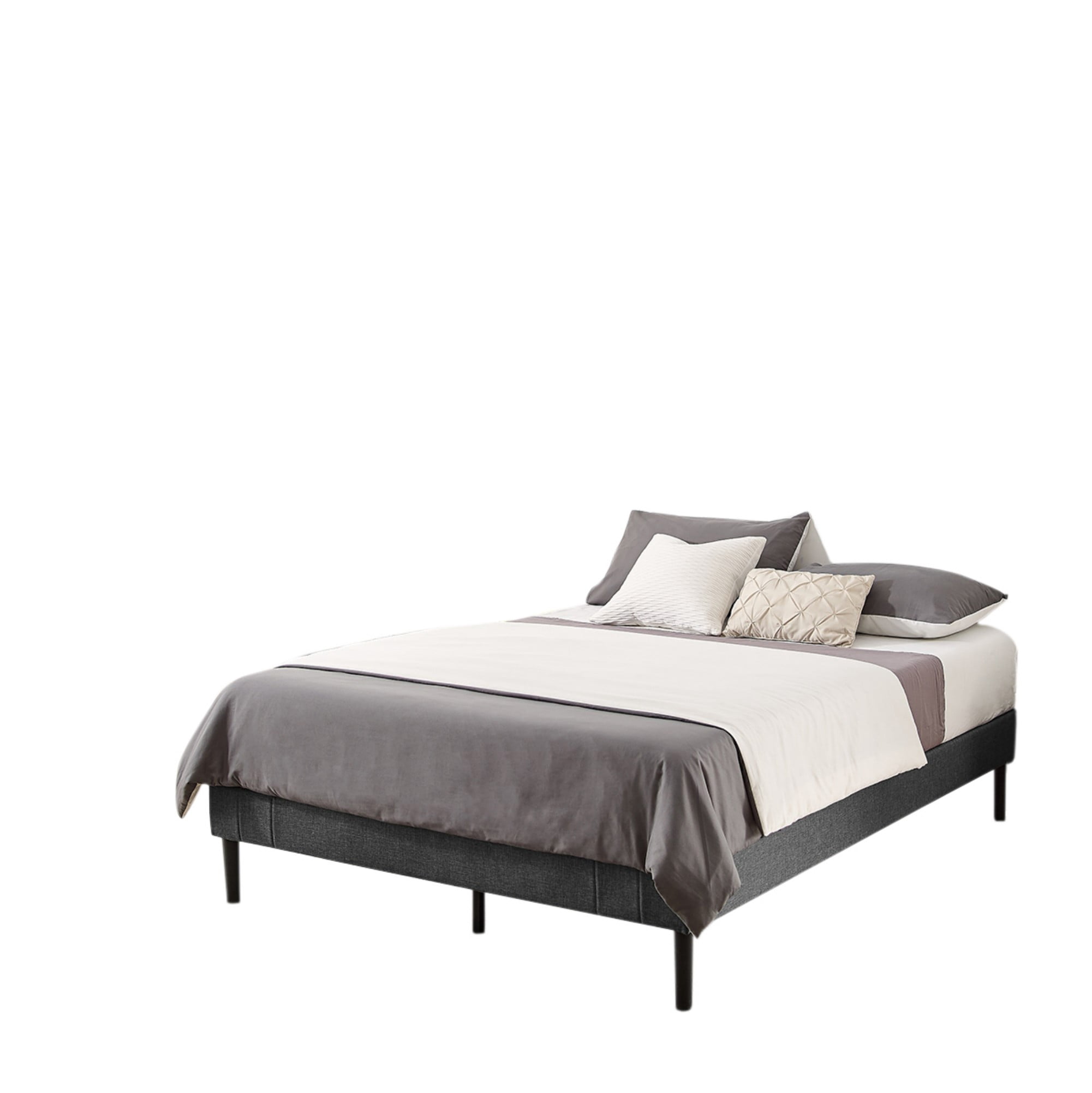 Gewnee Twin-size Thick Mattress Bed Frame, Featuring Sturdy Wooden Slat Support and a Center Leg.No Box Spring Required