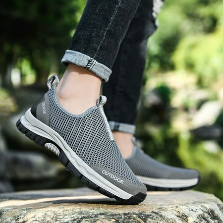 

Sneakers Fashion Men Mesh Casual Sport Shoes Slip-On Mountaineering Soft Bottom Sneakers