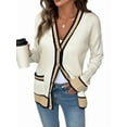 thumbnail image 2 of Cardigan Sweaters for Women Light-Weight Long Sleeve Open Front Knit Cardigan with Pockets Cream White M, 2 of 10