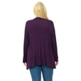 thumbnail image 3 of Pastel by Vivienne Women's Long Sleeve Jersey Plus Size Cardigan Eggplant X-Large, 3 of 3