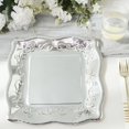thumbnail image 2 of Efavormart 25 Pack | Silver 11" Square Vintage Dinner Serving Paper Plates, Shiny Metallic Disposable Pottery Embossed Party Plates With Scroll Design Edge - 350 GSM, 2 of 5